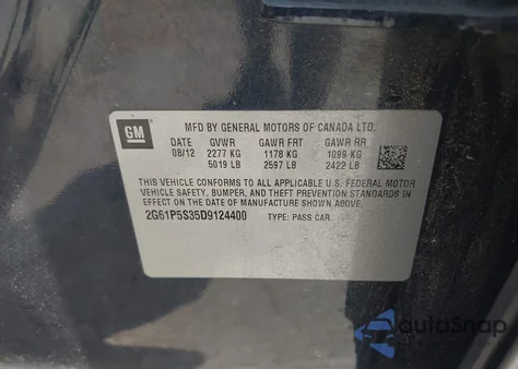 2013 Cadillac Xts Luxury z USA, uszkodzony, nr VIN 2G61P5S35D9124400